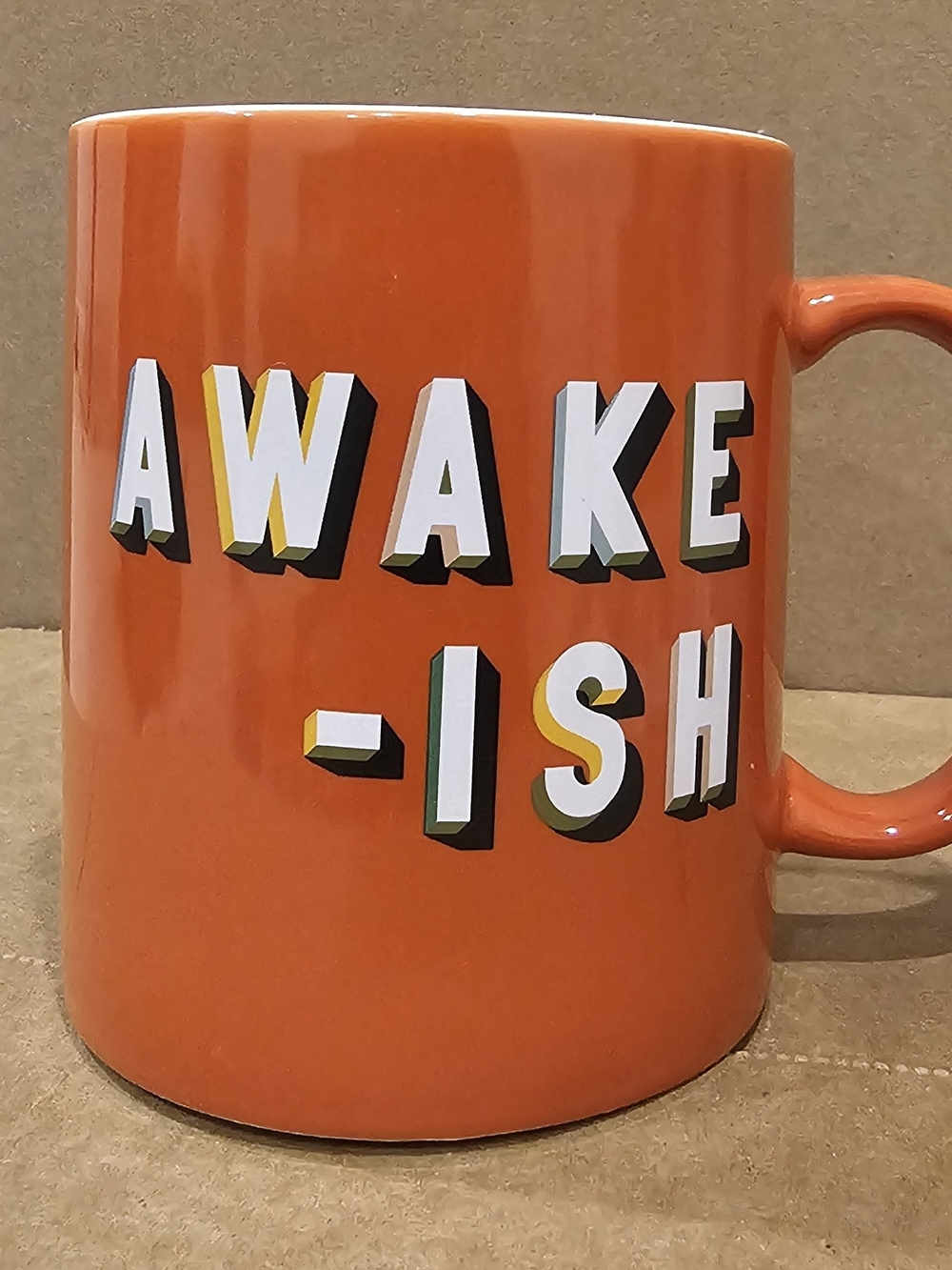 Home Essentials Orange 'AWAKE-ISH' Ceramic Mug